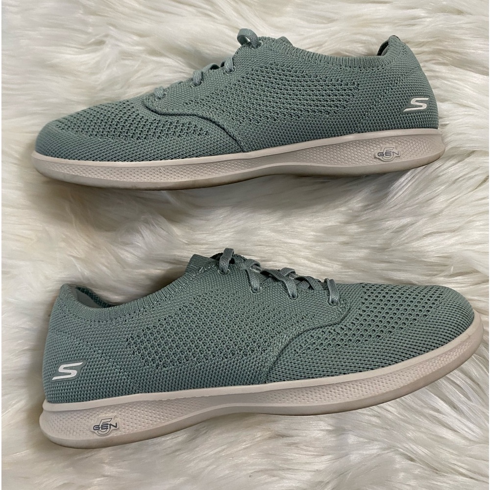 Skechers Goga Mat green/ tan sneakers Sz 8 - Picture 8 of 9